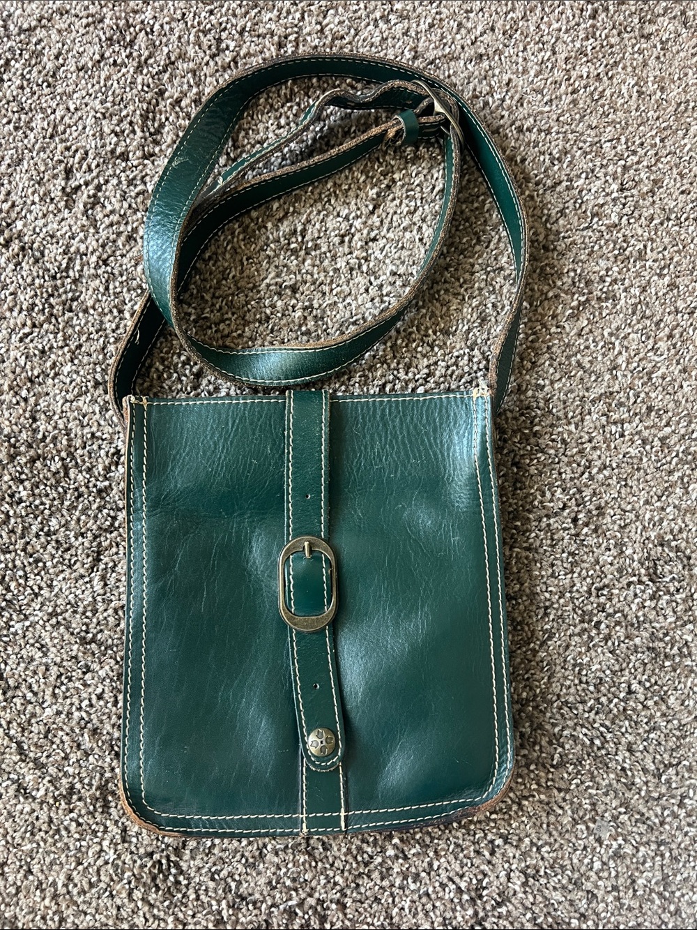 Patricia Nash Dark Green Leather Messenger Crossbody